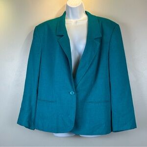 Vtg Pendleton Country Sophisticates Linen ?Blazer Womens XL* Teal Made In USA